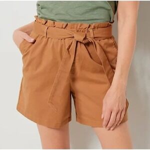 Candace Cameron Bure Brown Belted Paper Bag Waist Shorts‎ Womens LP New No Tags